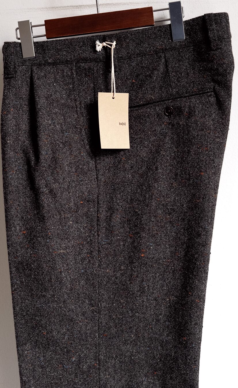 ts(s)　Color Nep Virgin Wool Tweed 2in-Pleat Wide Pants