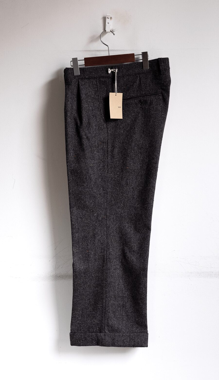 ts(s)　Color Nep Virgin Wool Tweed 2in-Pleat Wide Pants