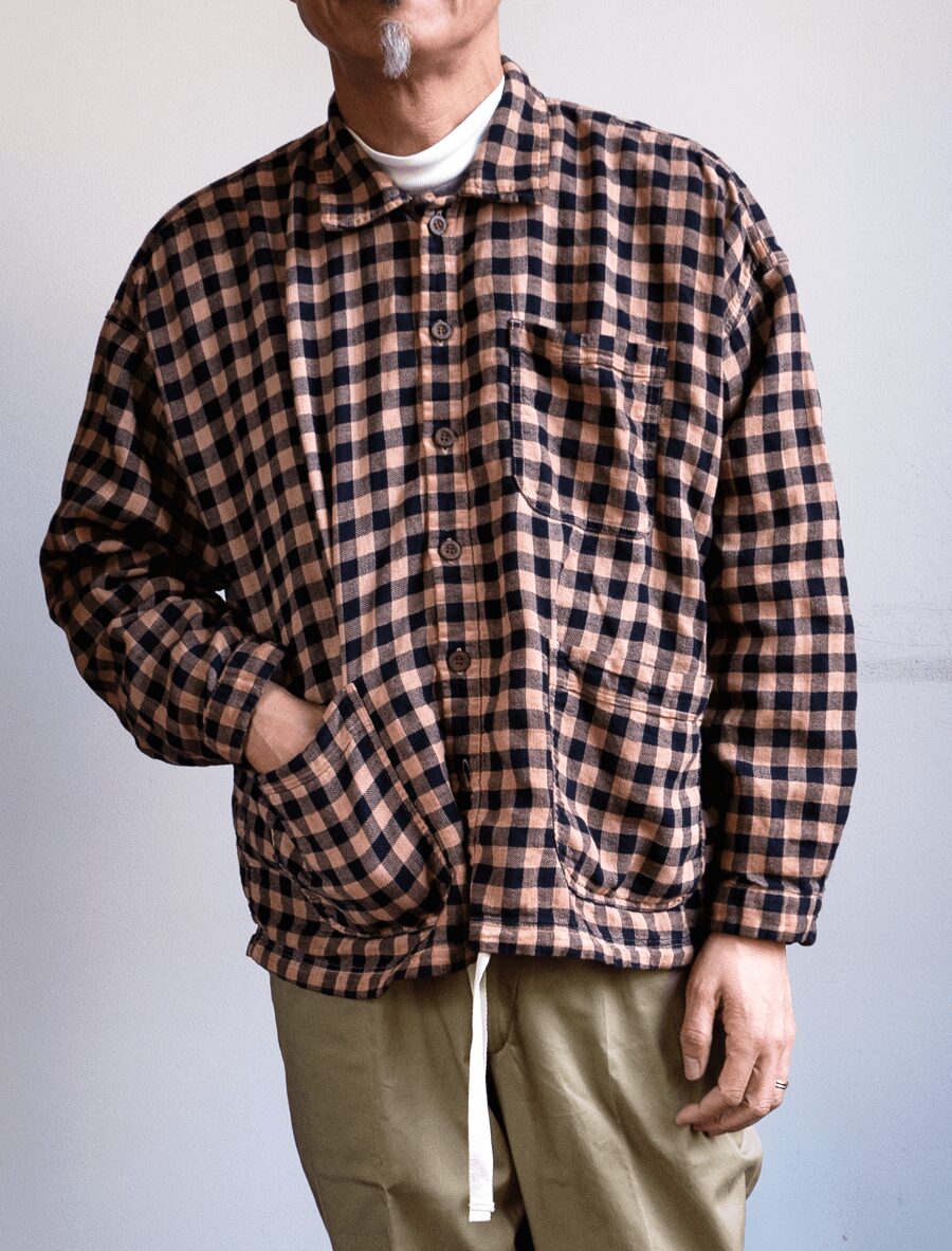 SEUVAS　KAKISHIBU OVERDYE PLAID COMFY SHIRT 