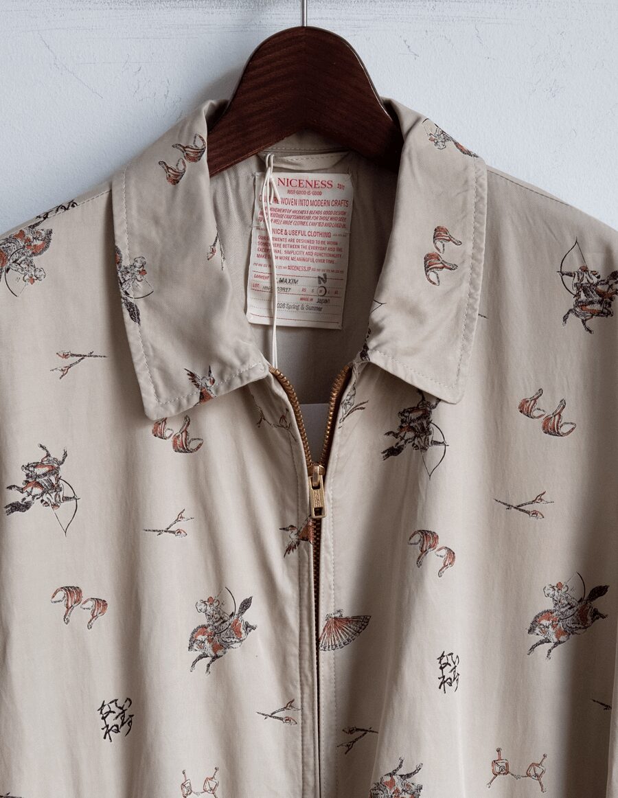 NICENESS　流鏑馬 PRINT GABERDINE JACKET “C.MAXIM”
