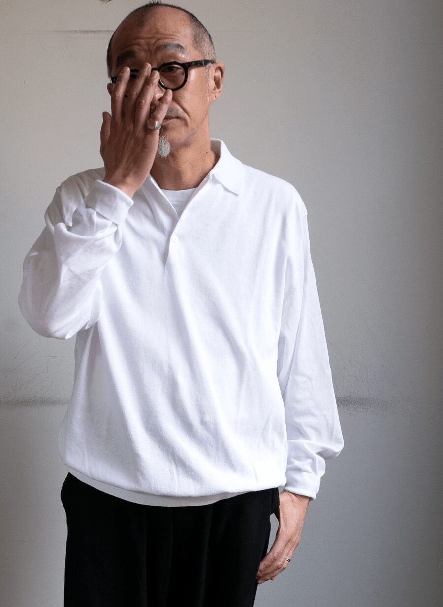 COMOLI　コットン ニットポロ