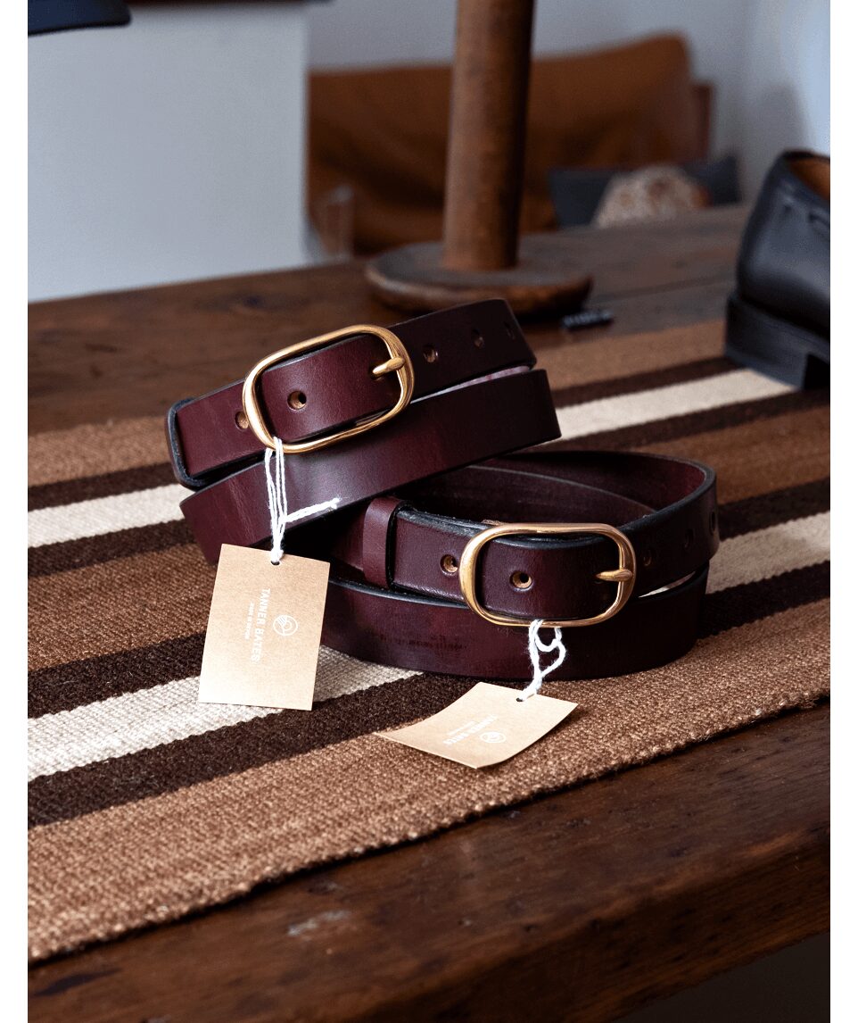 TANNER BATES　ABBEY B17 BRASS BUCKLE  BELT 25mm VINTAGE OAK BARK LEATHER