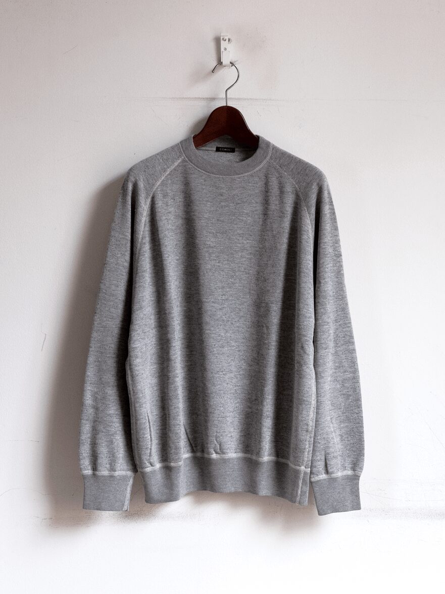 COMOLI　グレー裏毛 クルーネック