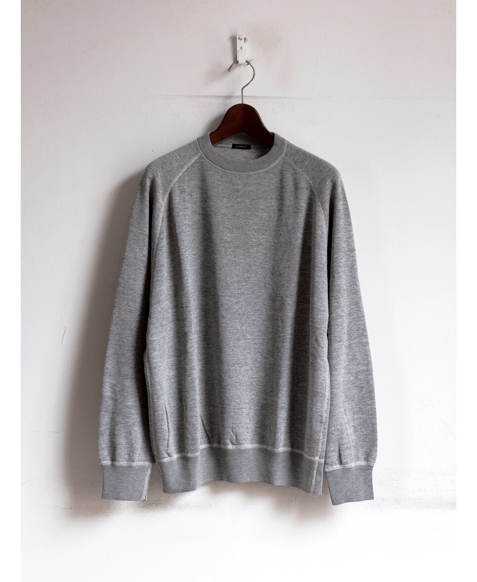 COMOLI　グレー裏毛 クルーネック