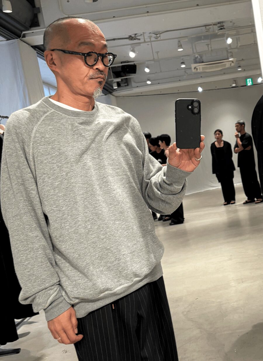 COMOLI　グレー裏毛 クルーネック