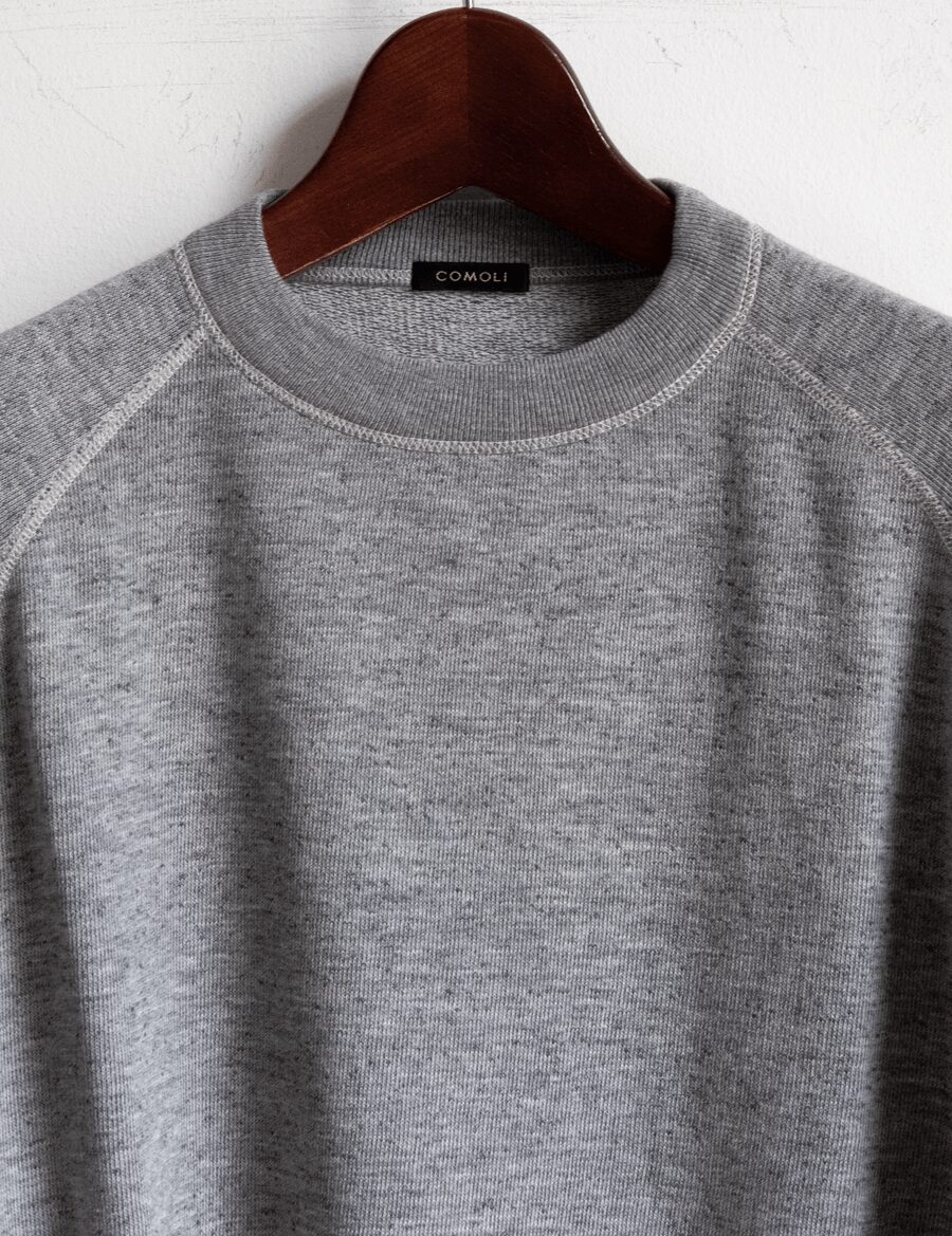 COMOLI　グレー裏毛 クルーネック