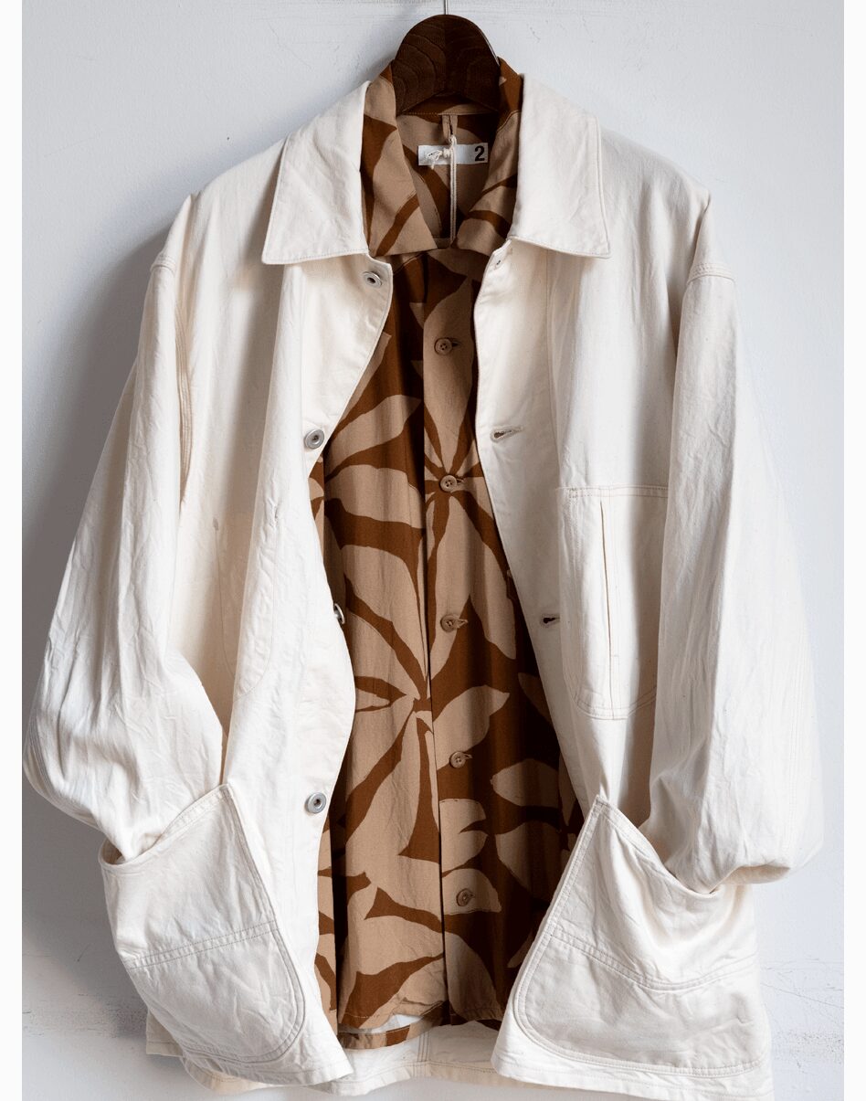 ts(s)　Leaf Print Viscose Cloth Open Collar Shirt 