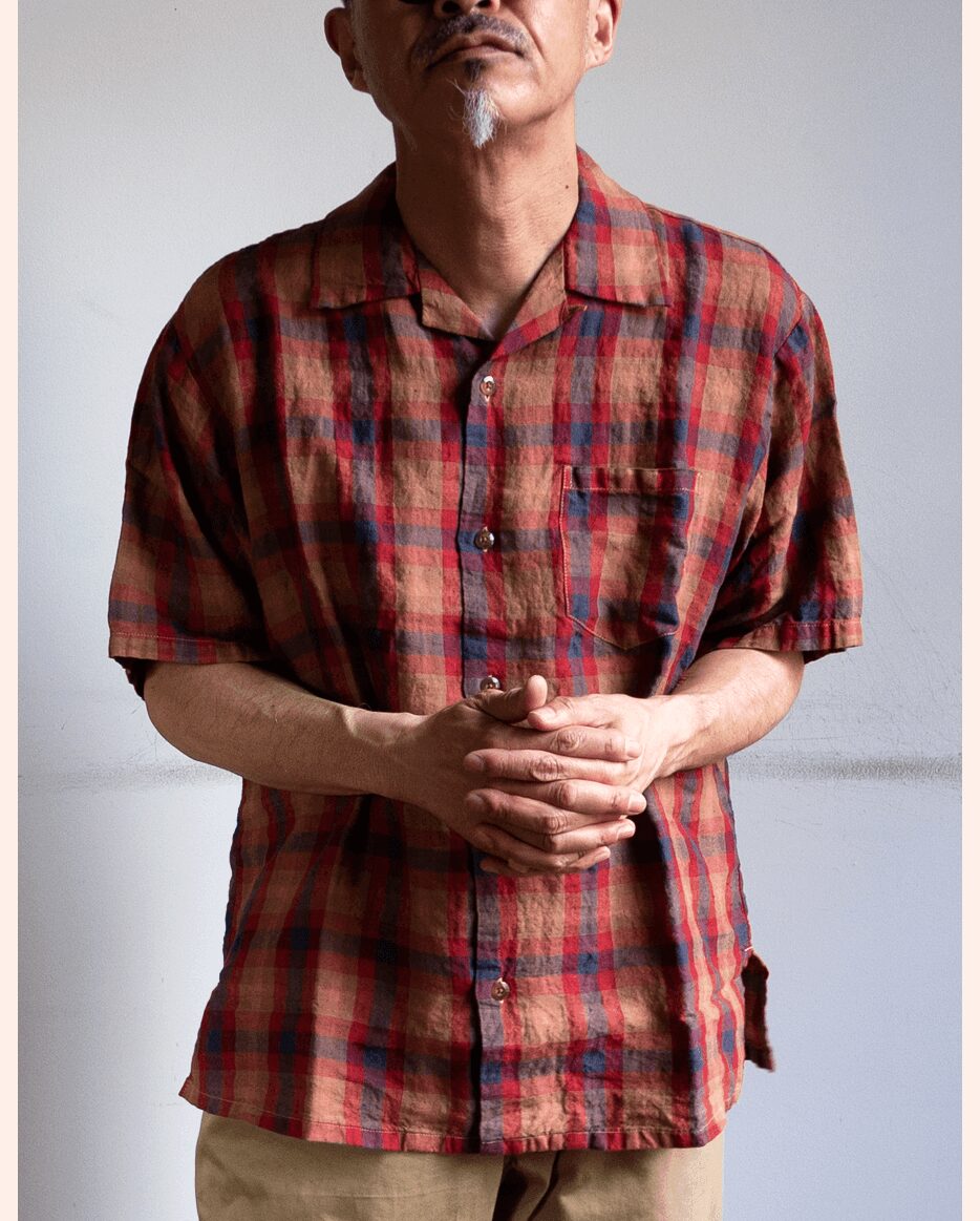 SEUVAS　Linen Open Collar Shirt