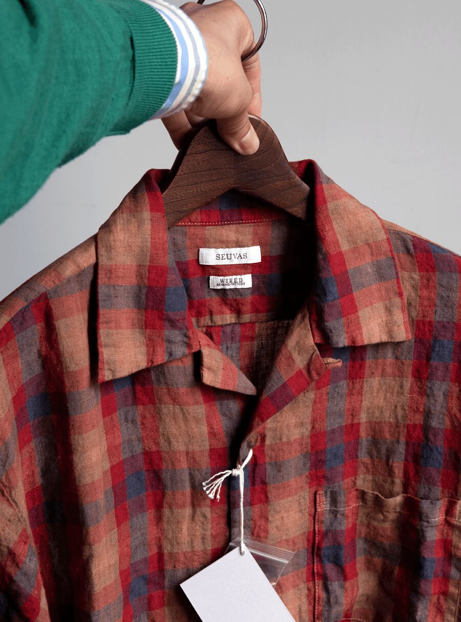 SEUVAS　Linen Open Collar Shirt