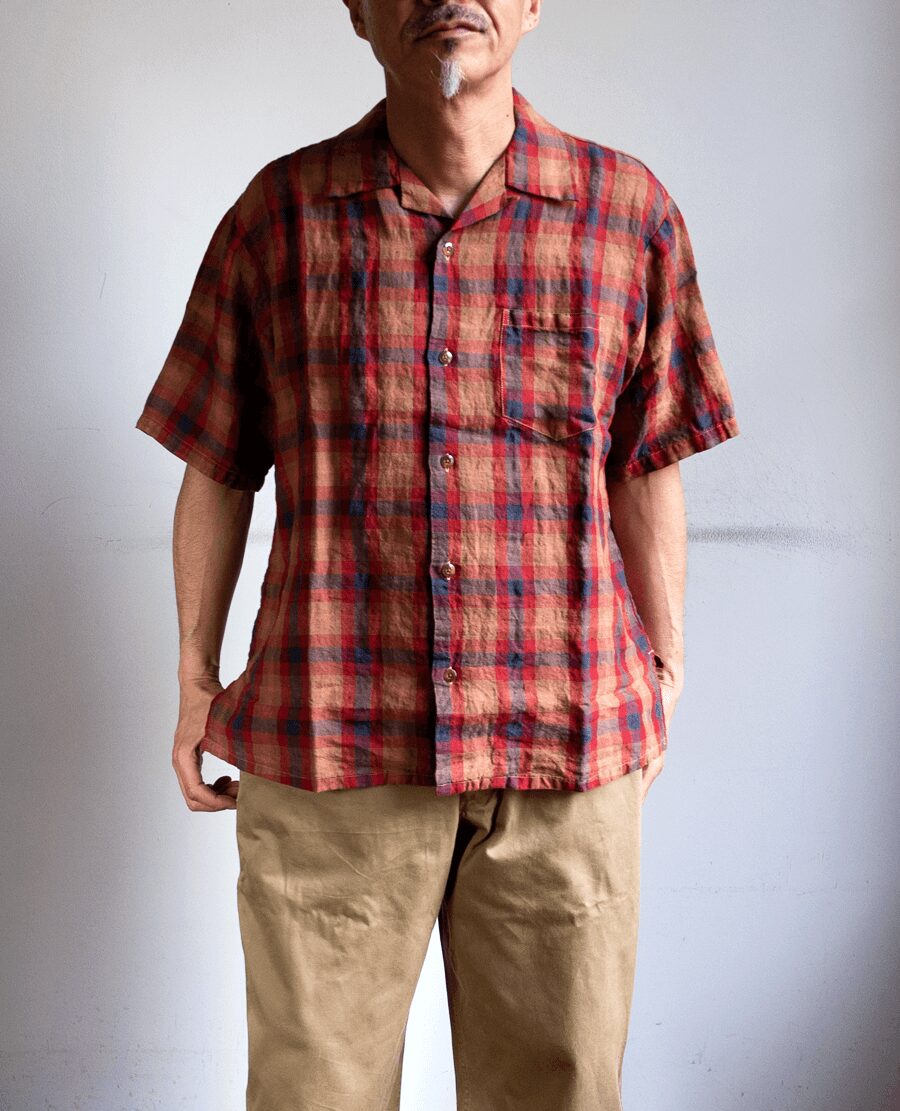 SEUVAS　Linen Open Collar Shirt