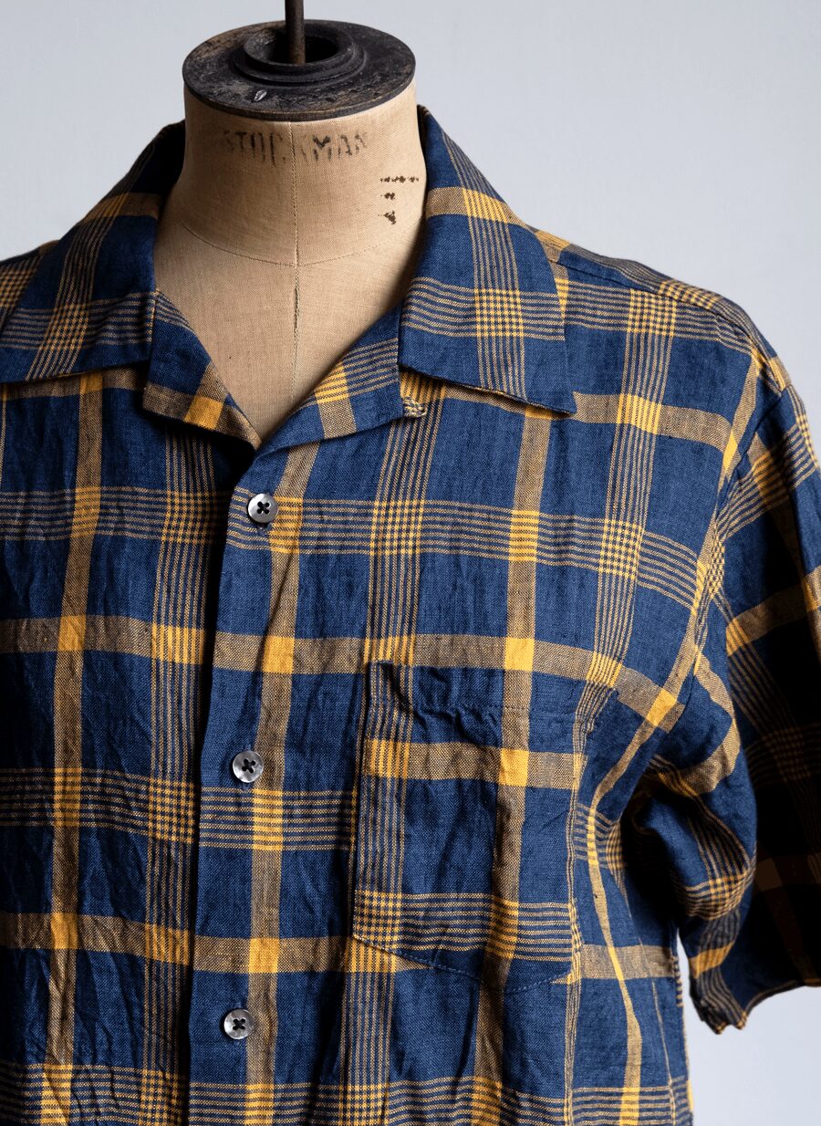SEUVAS　Linen Open Collar Shirt