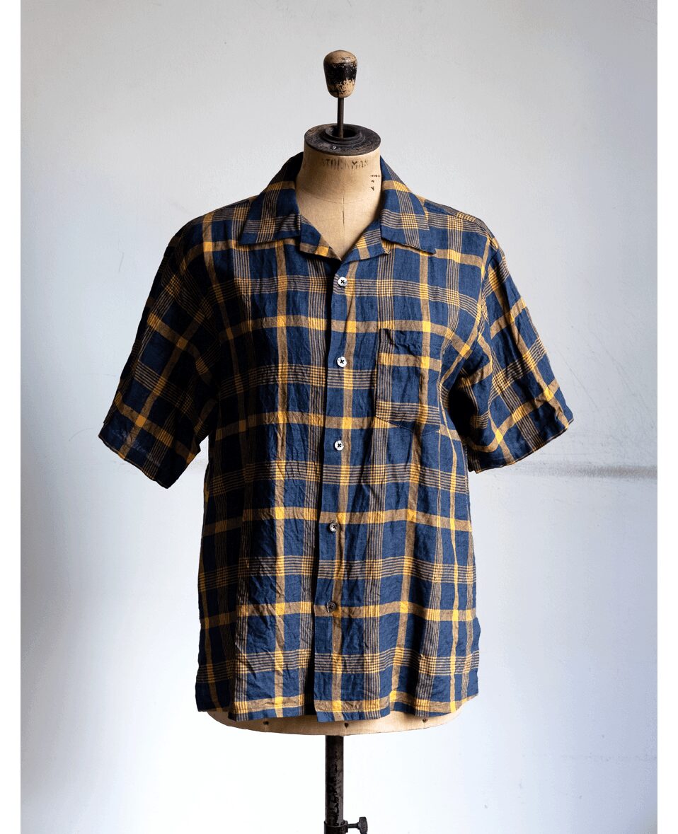 SEUVAS　Linen Open Collar Shirt