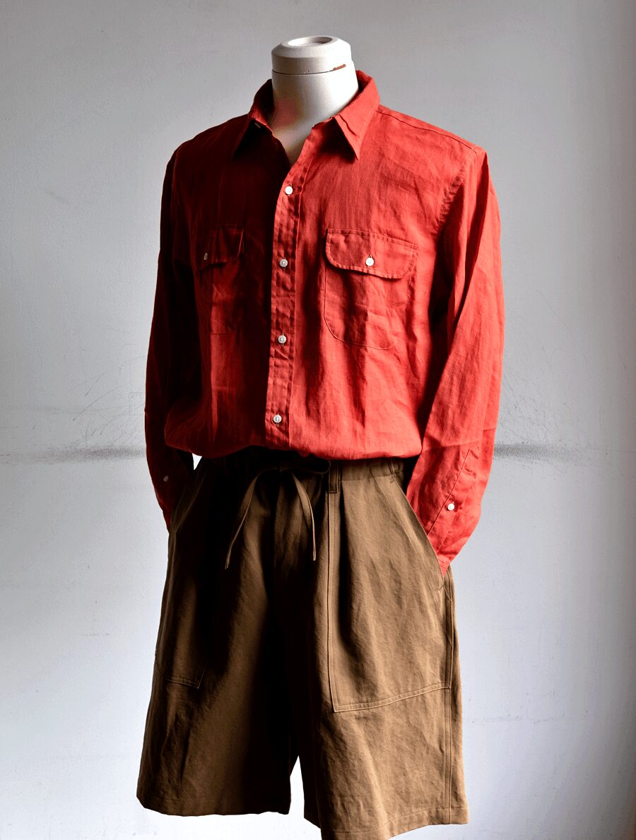 NDIVIDUALIZED SHIRTS　Solid Linen New 2poc Work Shirt