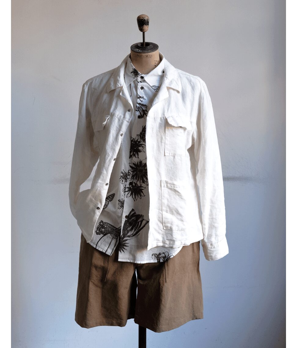 Au Vrai Chick BRITAIN　Irish Linen Shirts Jacket With Pocket