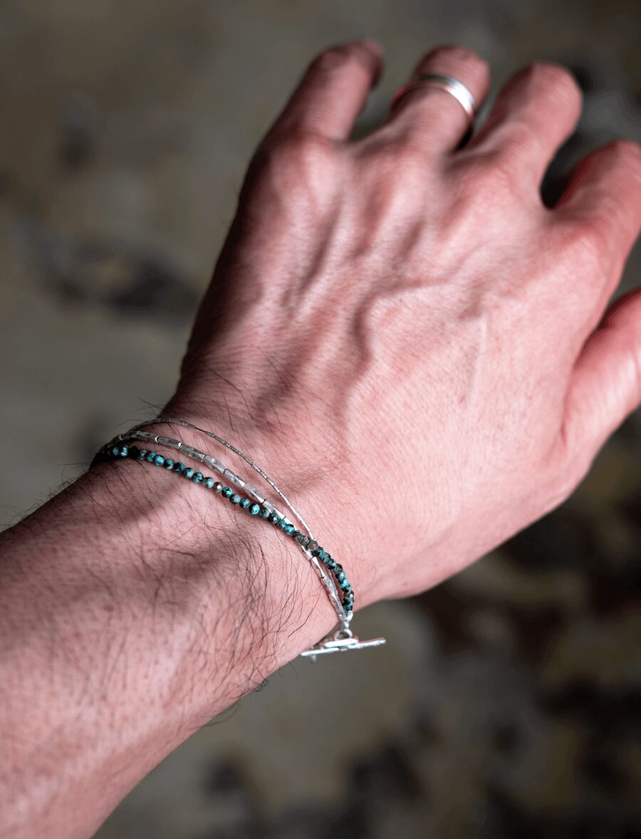 SLOW HANDS　Karen silver 3line beads bracelet