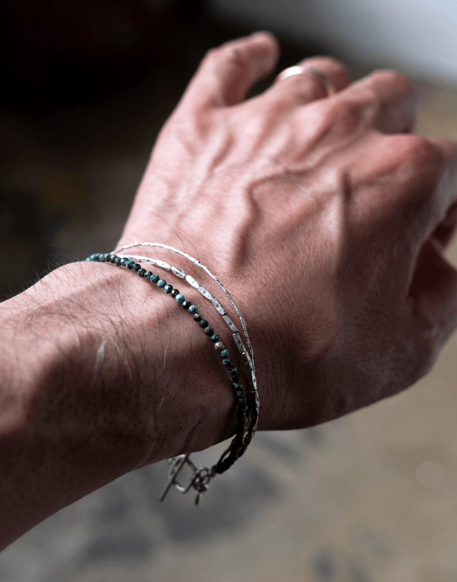 SLOW HANDS　Karen silver 3line beads bracelet