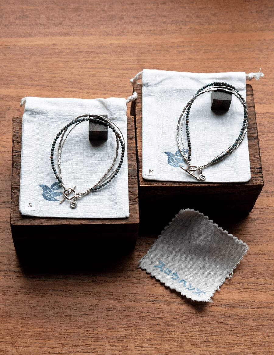 SLOW HANDS　Karen silver 3line beads bracelet