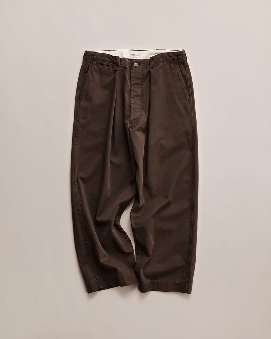 NICENESS　AGED-EFFECT CHINO RESIZED CHINO TROUSERS “ALBARN”