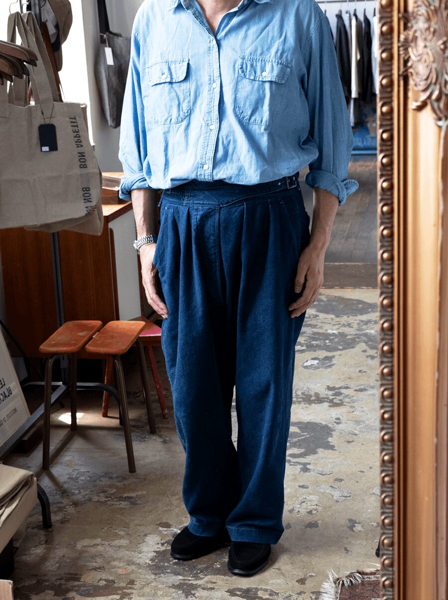 CIOTA　Denim Gurkha Pants Deep Blue