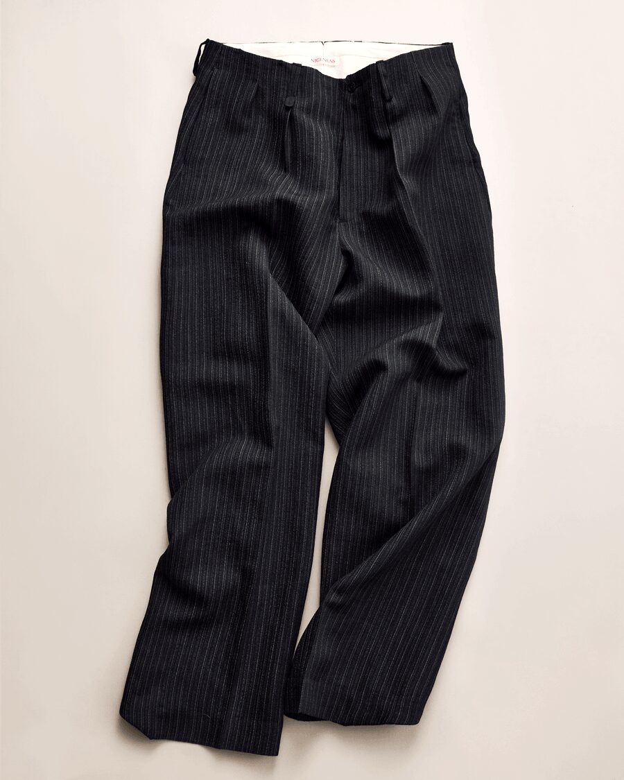 NICENESS　WOOL HEMP FLYING V TROUSERS “H.WISHBONE”