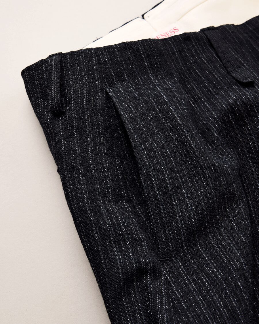 NICENESS　WOOL HEMP FLYING V TROUSERS “H.WISHBONE”
