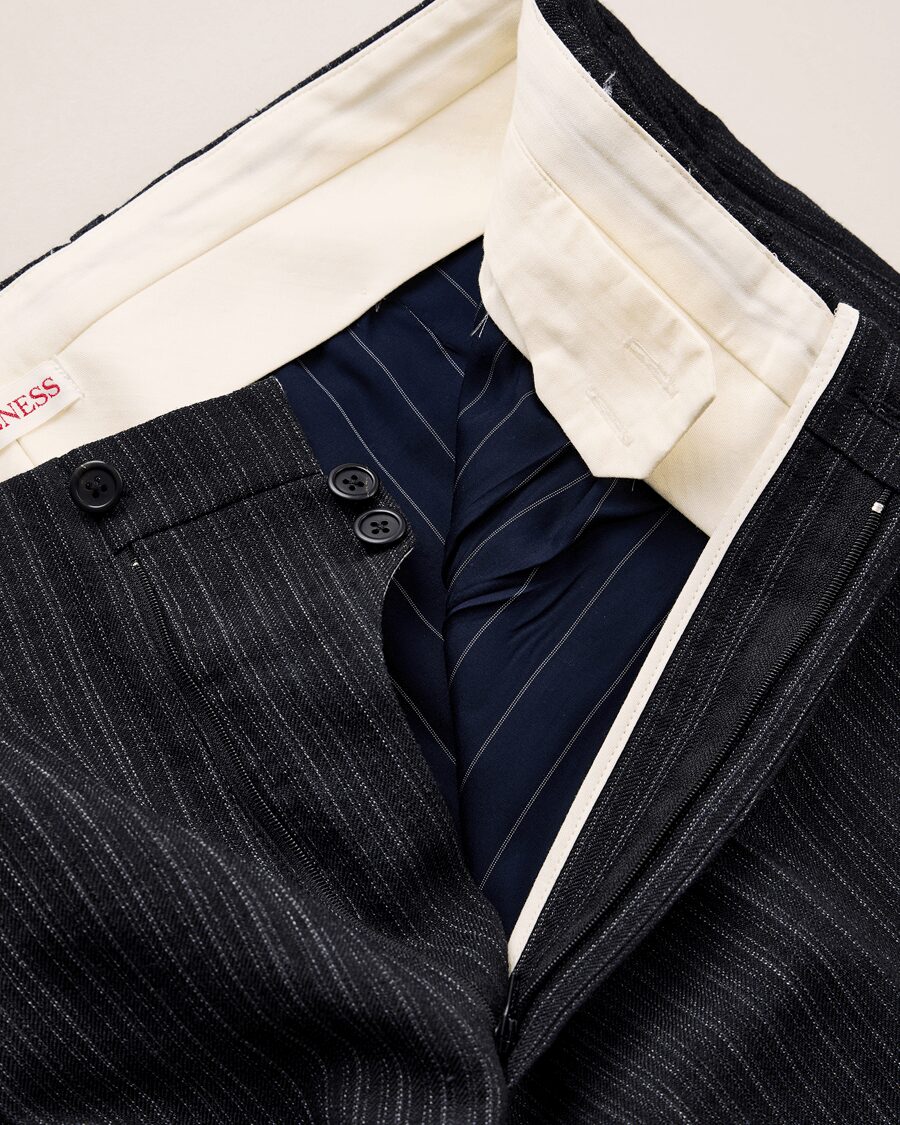 NICENESS　WOOL HEMP FLYING V TROUSERS “H.WISHBONE”