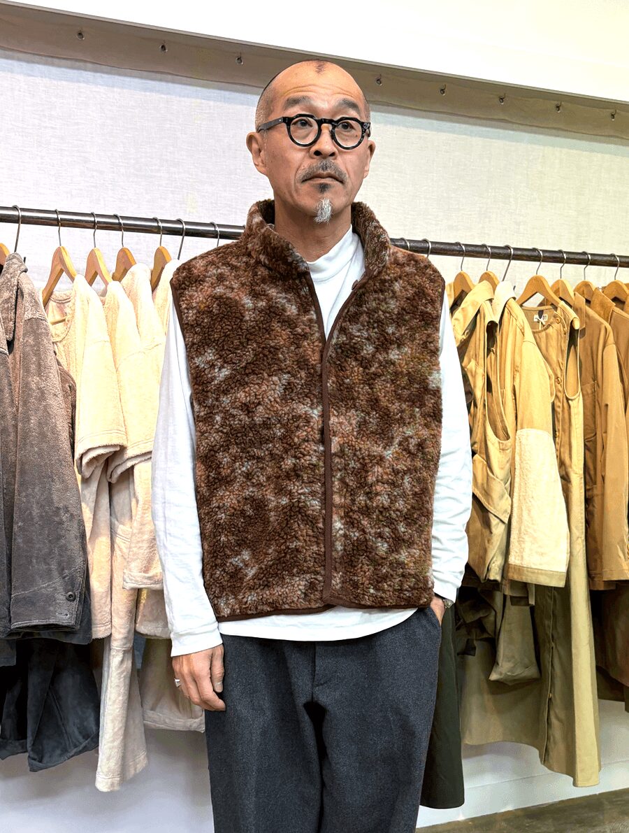 ts(s)　Camo Jacquard Virgin Wool Polyester Jersey Liner Boa Vest