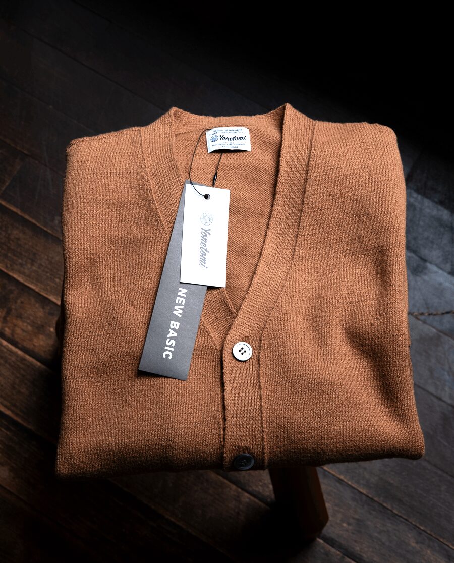 yonetomi NEW BASIC　ORGANIC BROWN COTTON KNIT CARDIGAN