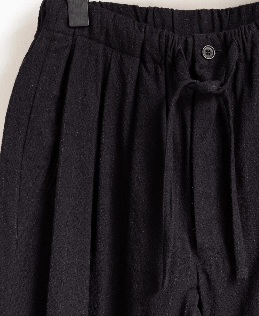 ULTERIOR　WASHED WOOL SILK STRIPE DRAWSTRING WIDE PANTS