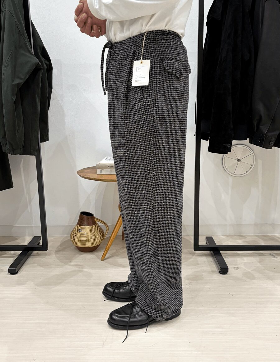 ULTERIOR　WOOL SILK CHECK DRAWSTRING PANTS