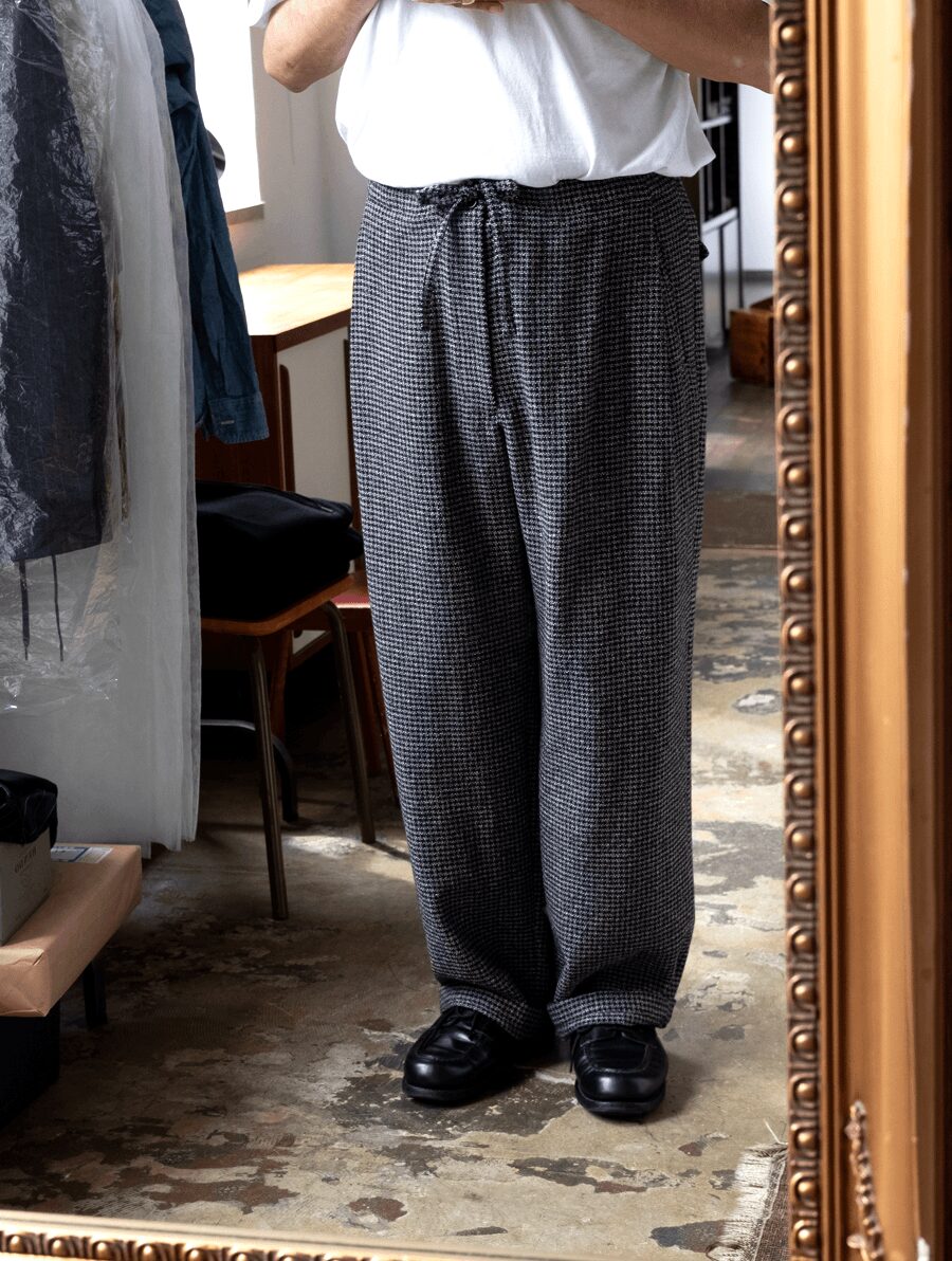 ULTERIOR　WOOL SILK CHECK DRAWSTRING PANTS