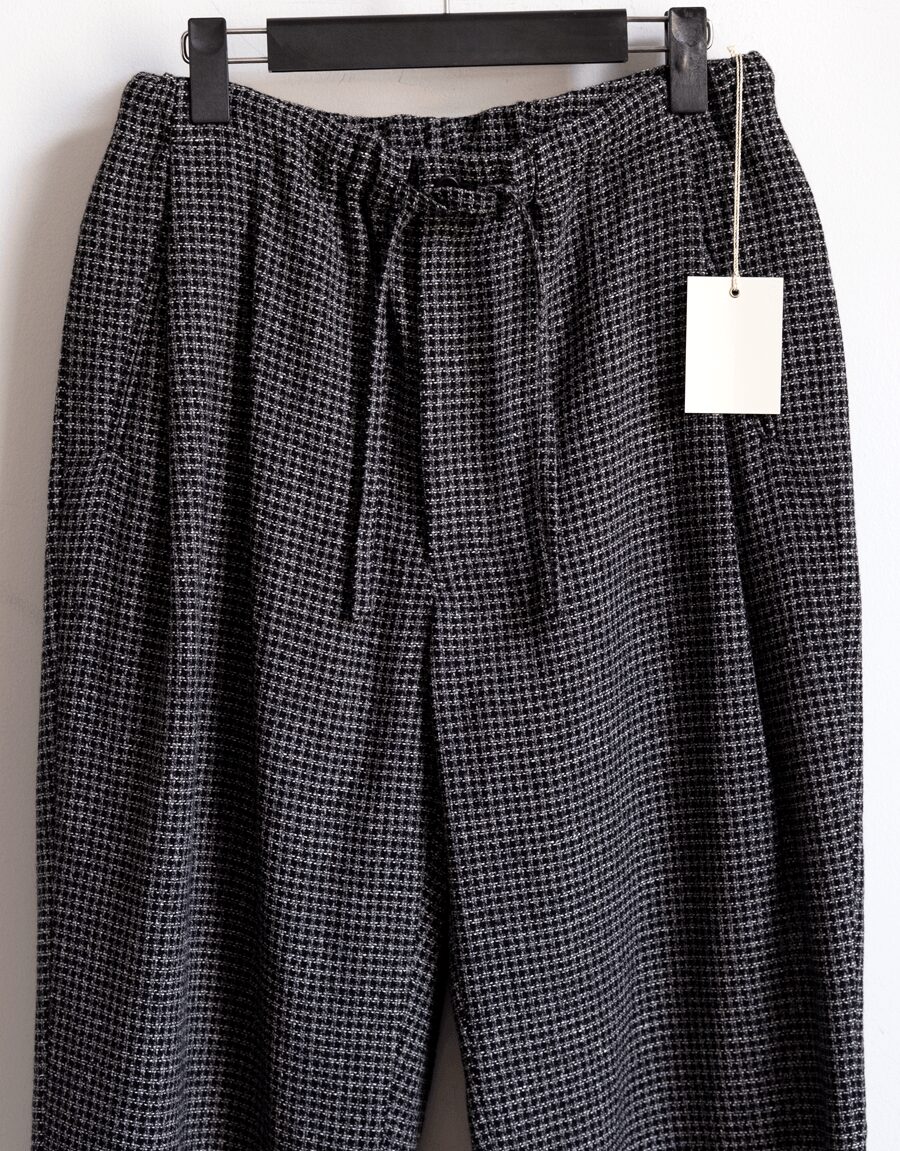 ULTERIOR　WOOL SILK CHECK DRAWSTRING PANTS