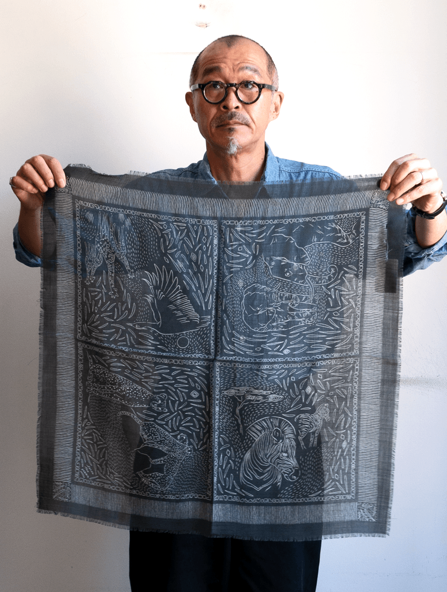 sense the pebble　Animal Print Scarf “Safari” & Sea Animal Print “La Mer”
