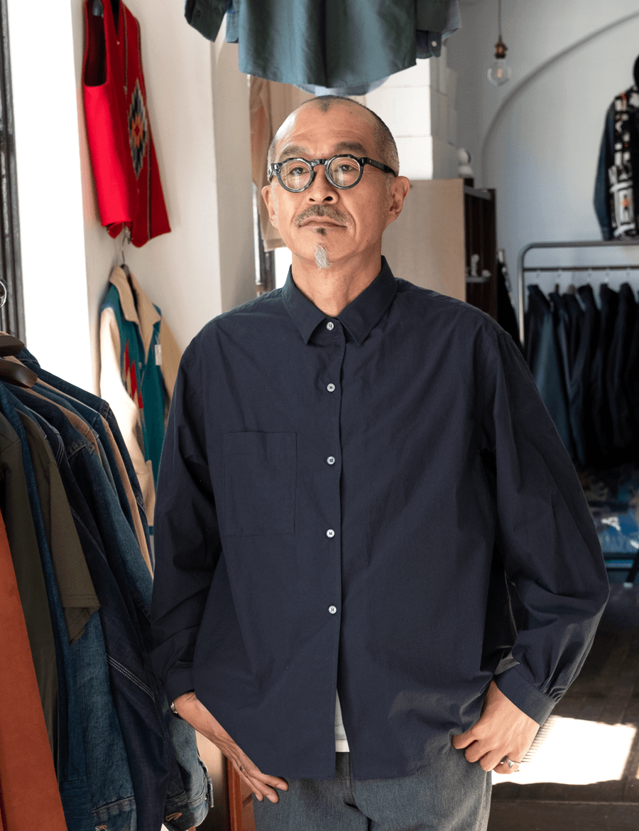 MANAVE　Switch Collar Shirt Navy