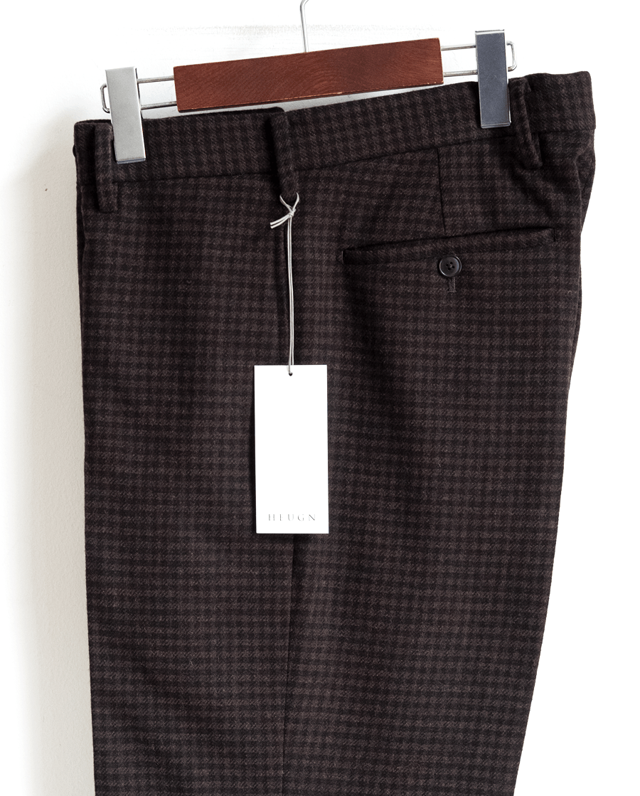 HEUGN　TROUSER113 Brown Check New STRIGHT “Carey”