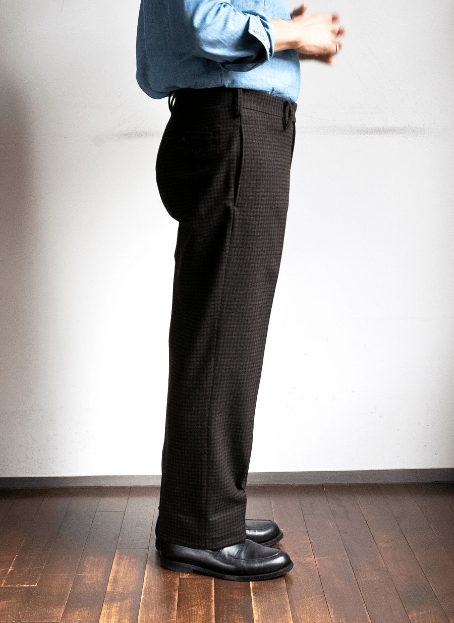 HEUGN　TROUSER113 Brown Check New STRIGHT “Carey”