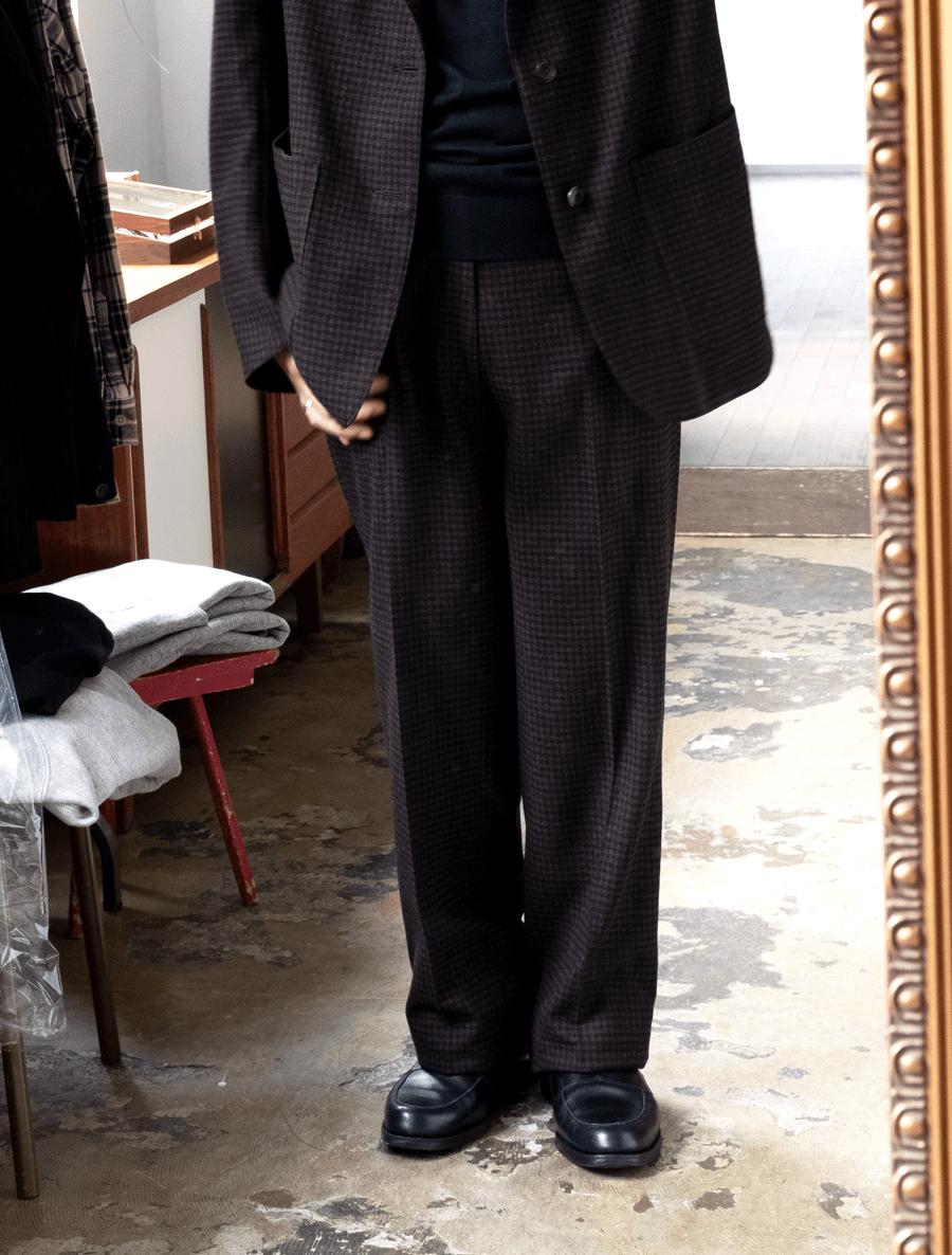 HEUGN　TROUSER113 Brown Check New STRIGHT “Carey”